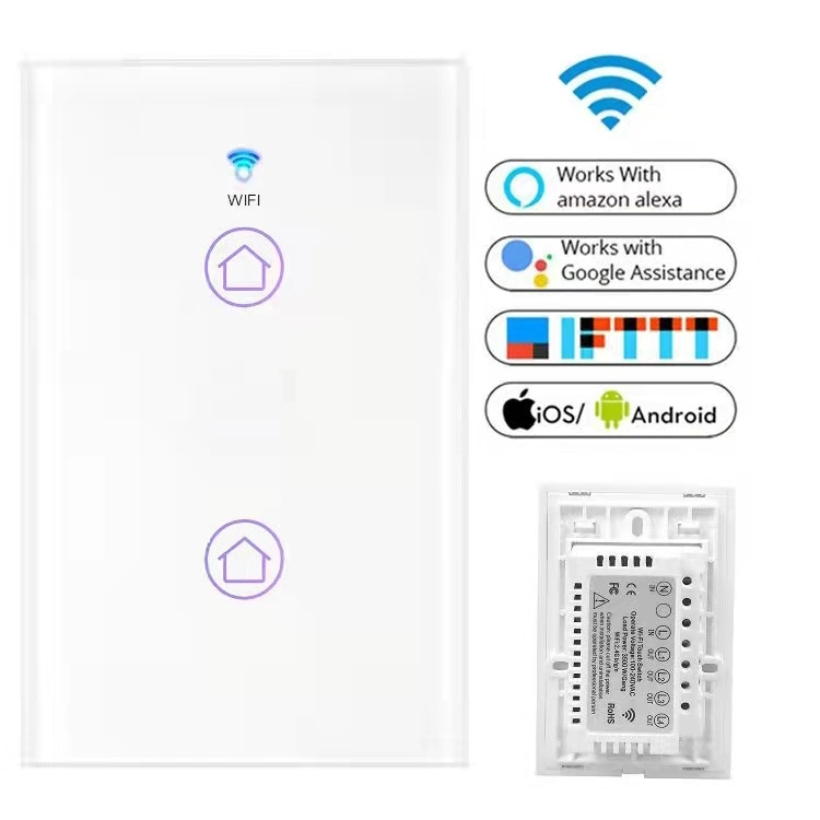 Tuya US WiFi Smart Light Switch Nein Neutral 2 Gang