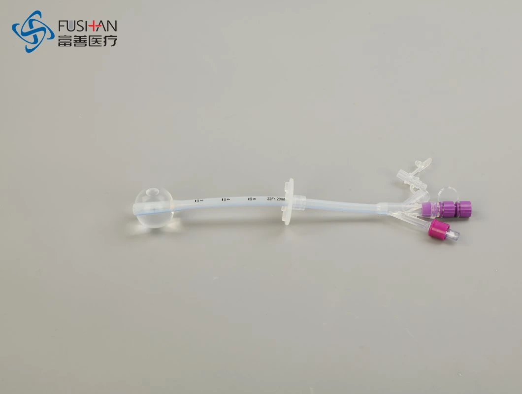 L'hôpital Fushan Consommables médicaux de la Silicone tube de gastrostomie pour Peg ce tube d'alimentation ISO13485 de la Chine fabricant (12/14/16/18/20/22/24FR)