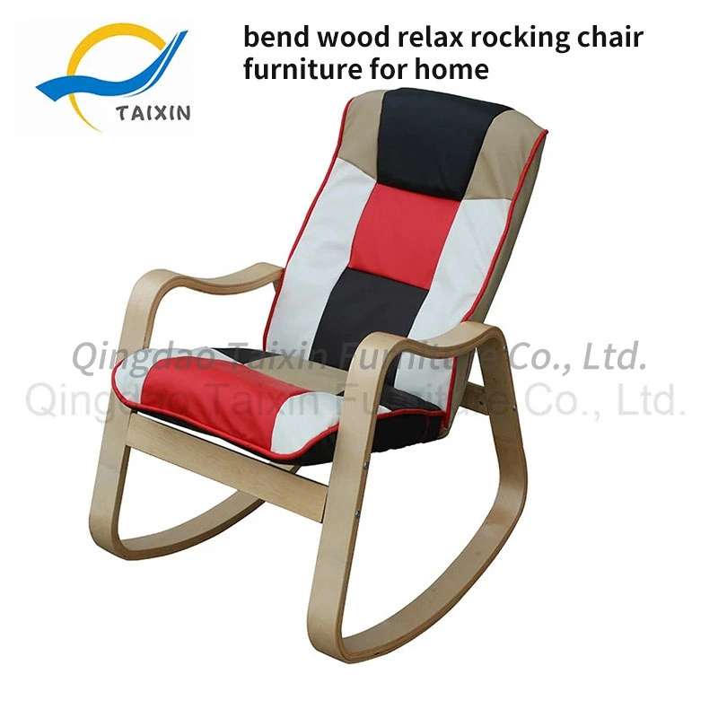 Bent Wood Leisure Rocking Chair Wooden Furniture with Foot Rest Txrc-09