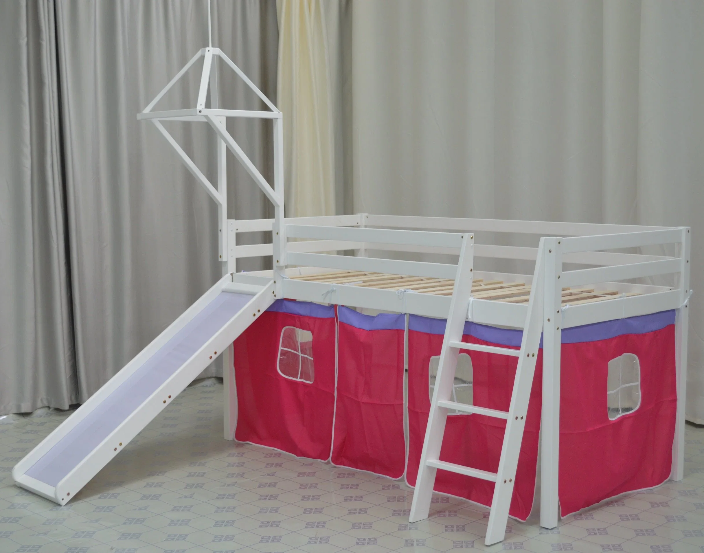 Midsleeper Cabin Bunk Bed Castle Tent Loft Bed with Slide and Slat