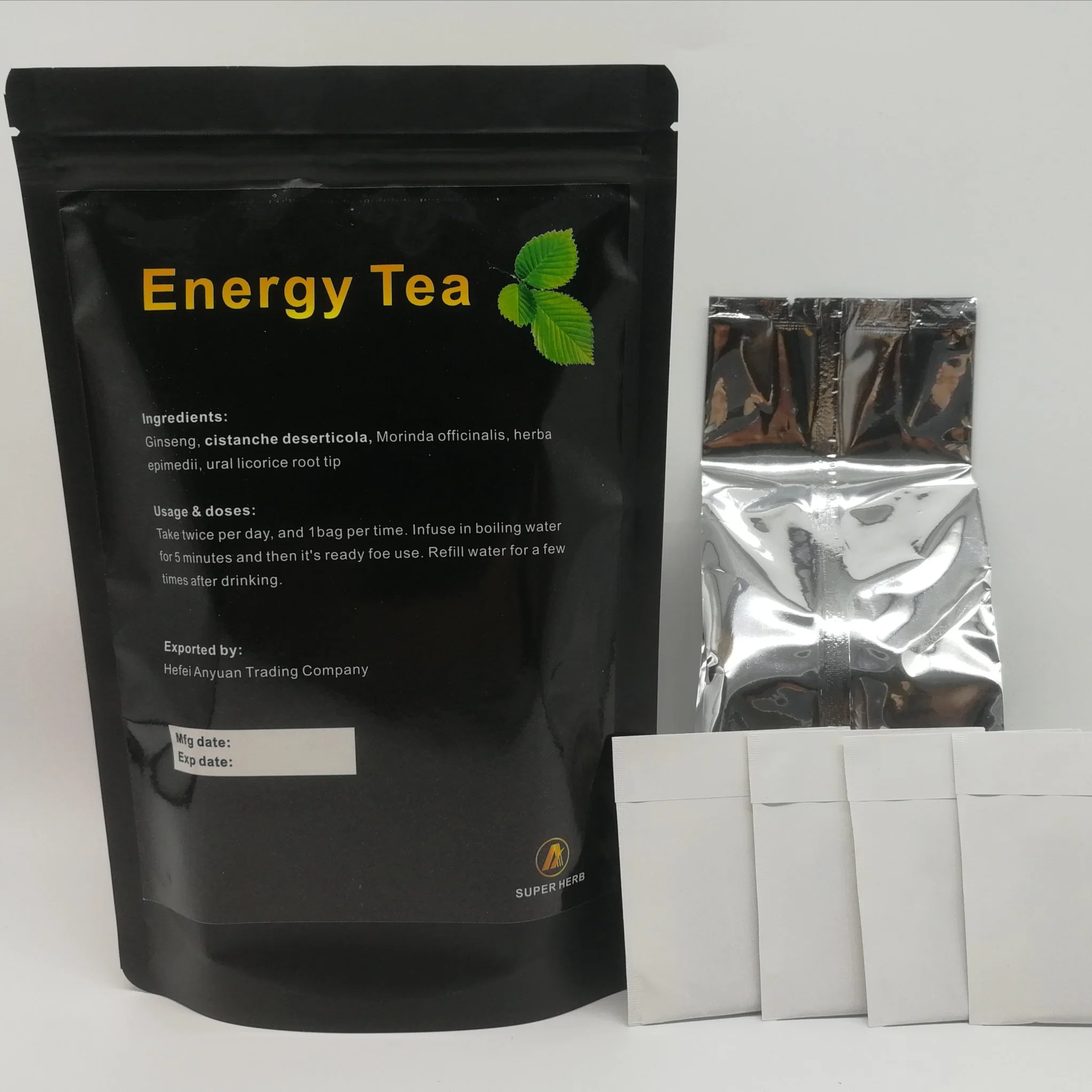 Impresión: Té herbario de energía personalizado