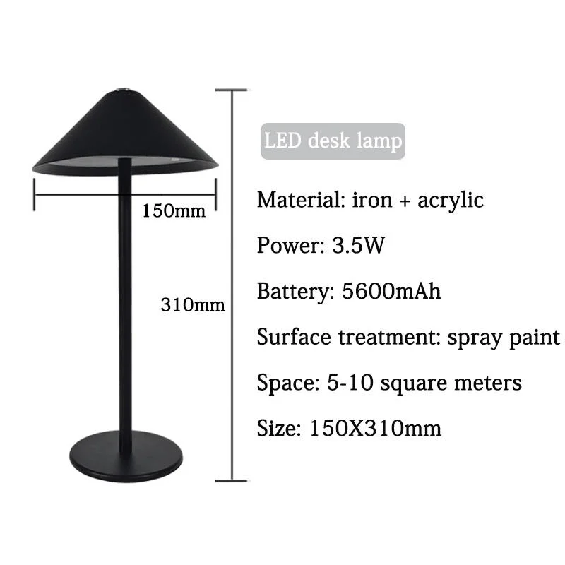 Outdoor IP54 Waterproof Rechargeable Dimmable Dining Table Mushroom Lamp Portable Lights