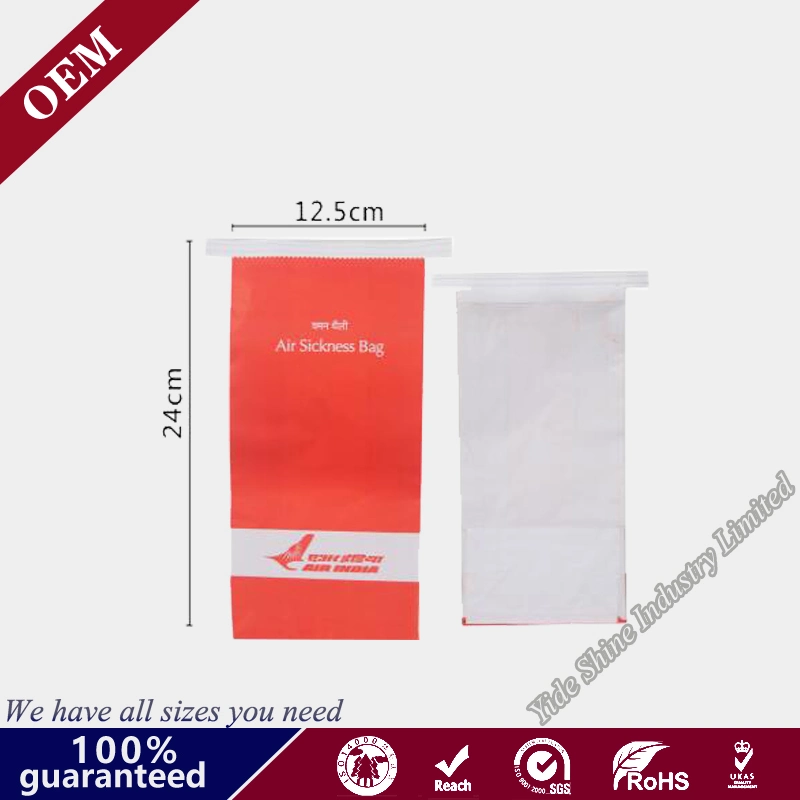Customized Airsickness Vomit Paper Bags/Hotel Sanitary Vomit Disposable Bag with Flat Bottom