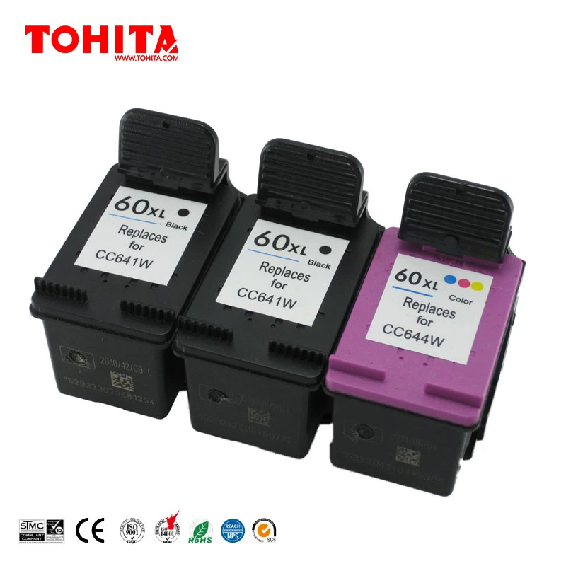 Ink Cartridge Cc641W Cc644W 60XL for HP Envy 100 110 111 114 120 121 Tohita