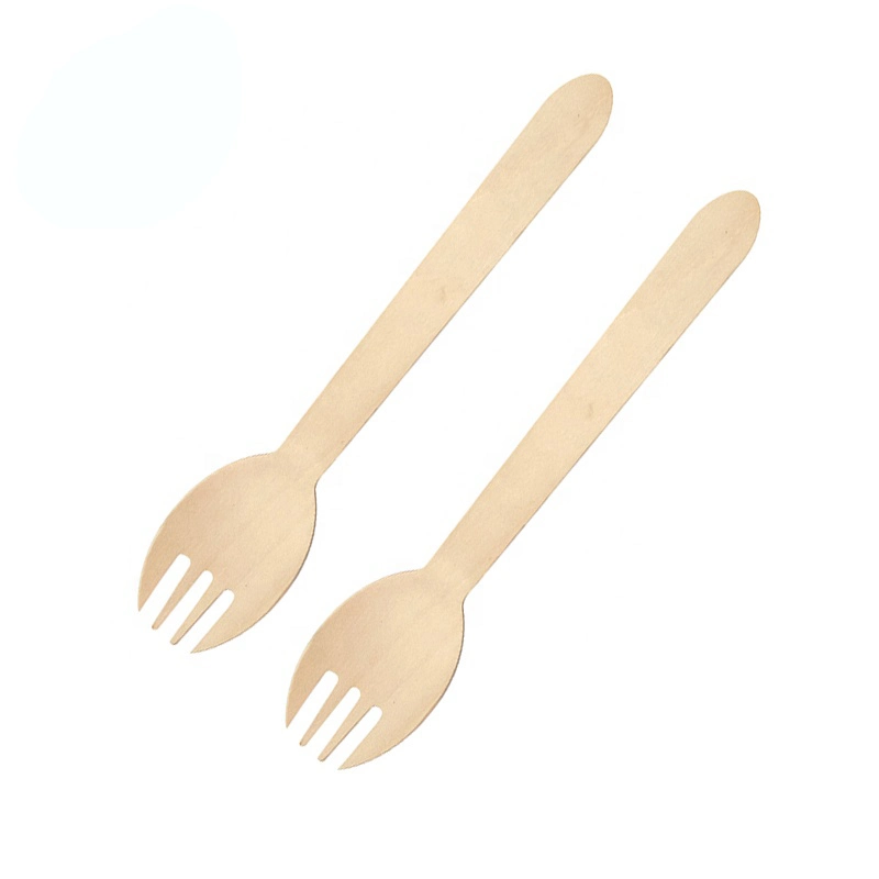 Manufacturer Custom Logo Wooden Cutlery Fork Spoon Set Disposable Eco Friendly