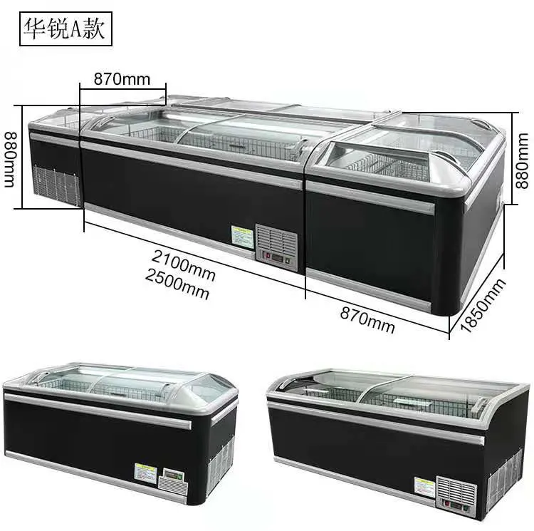 1850mm OEM Multi-Usage Sliding de vidrio pantalla de puerta de arcón congelador de la isla