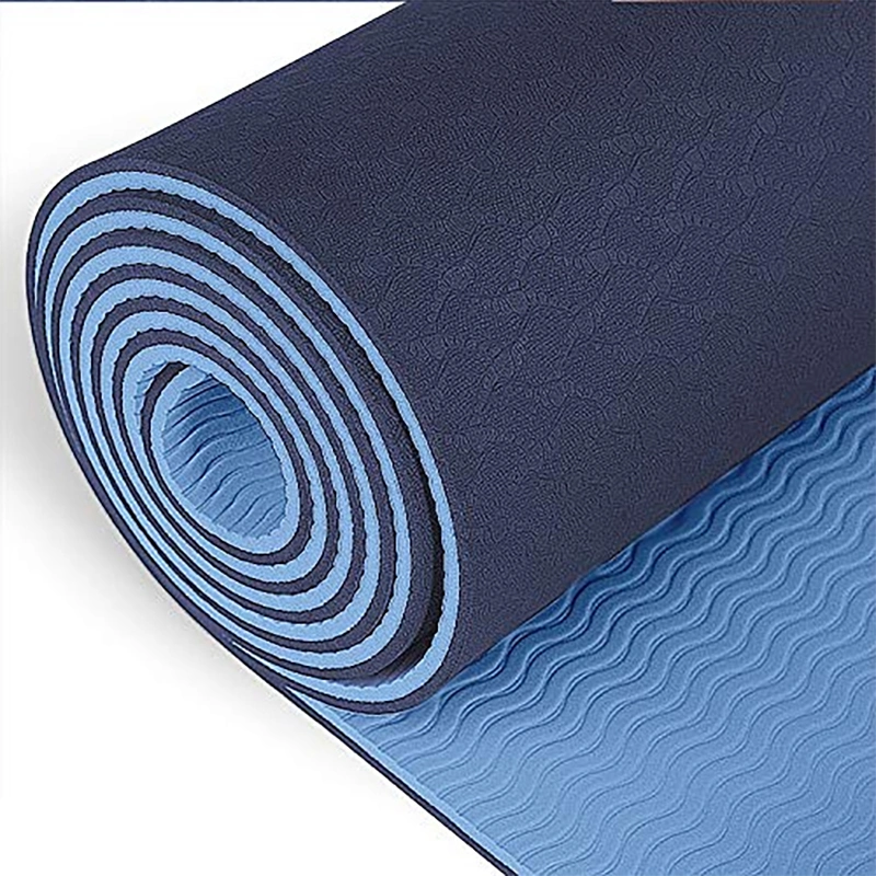 Eco Friendly Custom Logo Eco Friendly TPE Yoga Mat Custom Print Yoga Mat 6mm Anti Slip Non-Slip Double Layer TPE Pilates Mat