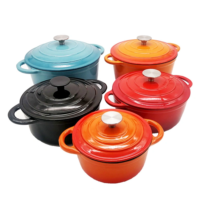 Enamel Cast Iron Kitchenware Set Dutch Oven Casserole Stock Soup Stew Pot Cookware Set with BSCI, LFGB, FDA