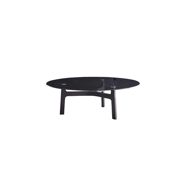 Nordic Style Italian Design Home Furniture Modern Living Room Center Glass Coffee Table Round Solid Wood Frame Tea Table
