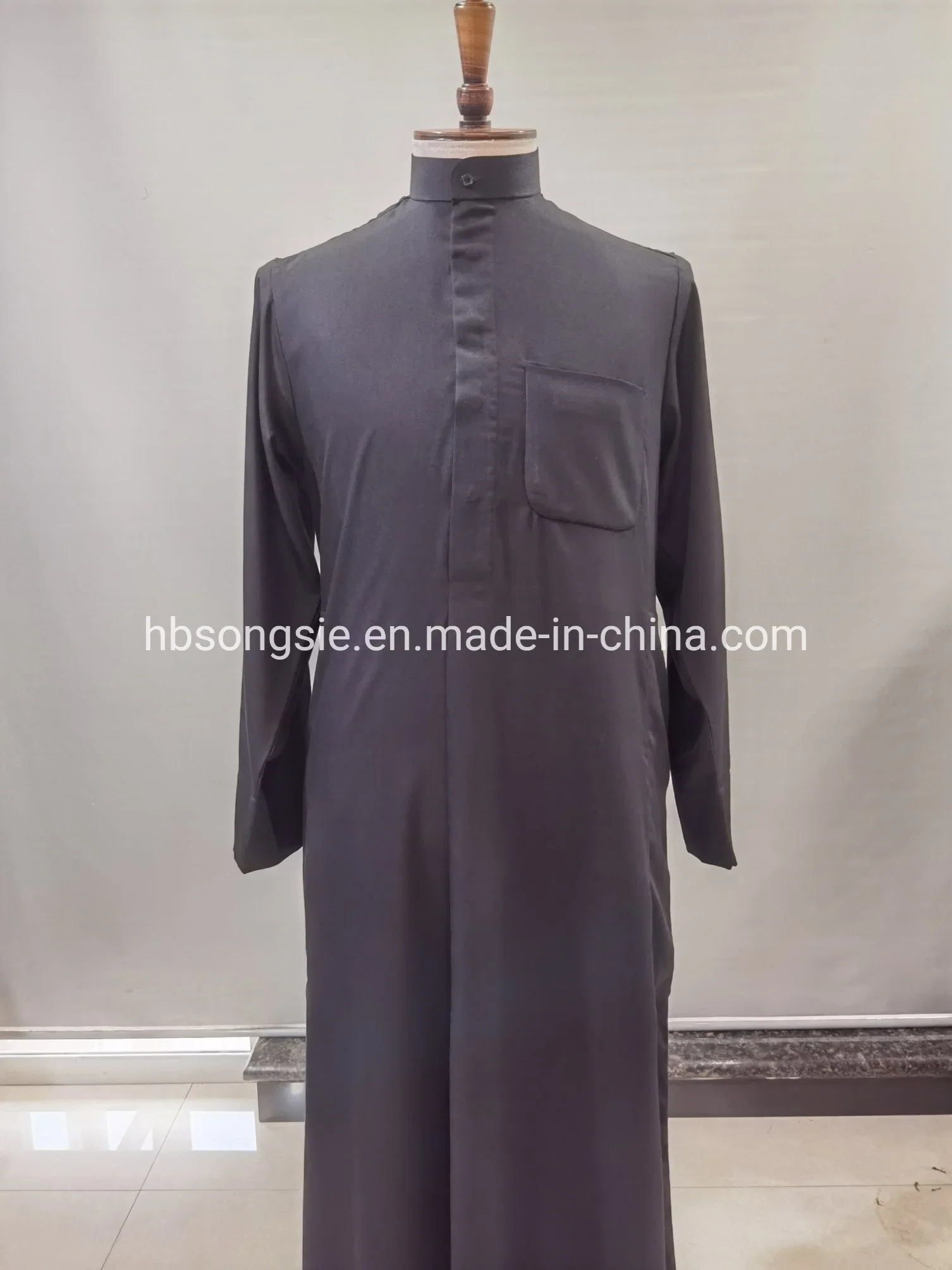 Stand Collar Muslim Dress for Men Dubai Abaya for Adult