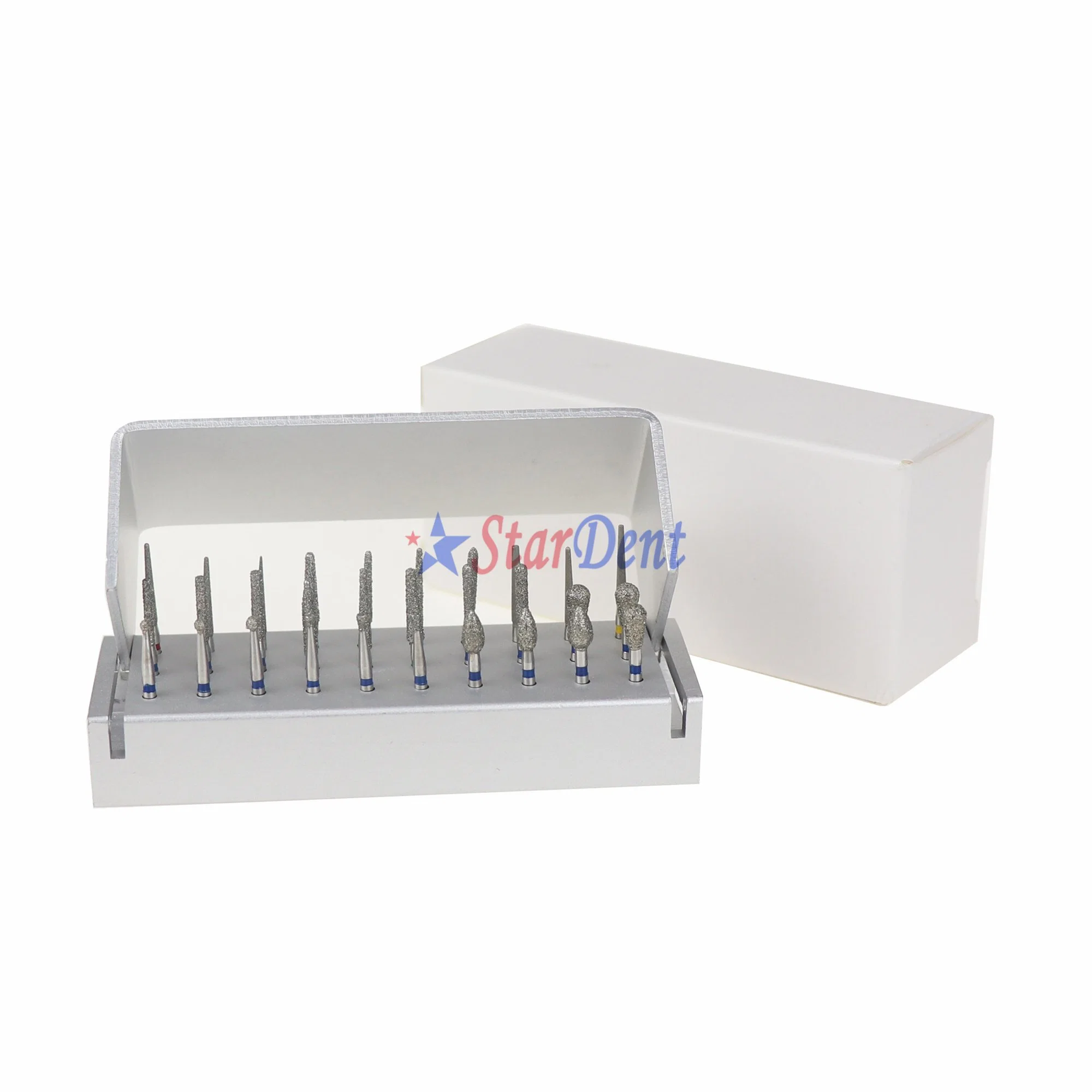 30PCS/Set Dental High Speed Diamond Burs Drill with Metal Bur Box Teeth Polishing Polisher Dentist Tools Instrument