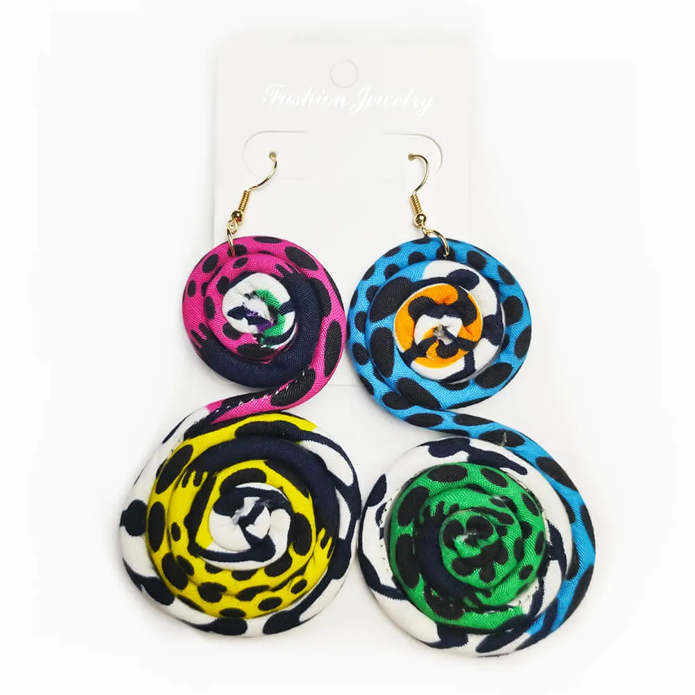 Ready to Ship Women Accessories Pure Cotton Earrings Fabric Earrings African Print Round Eardrop