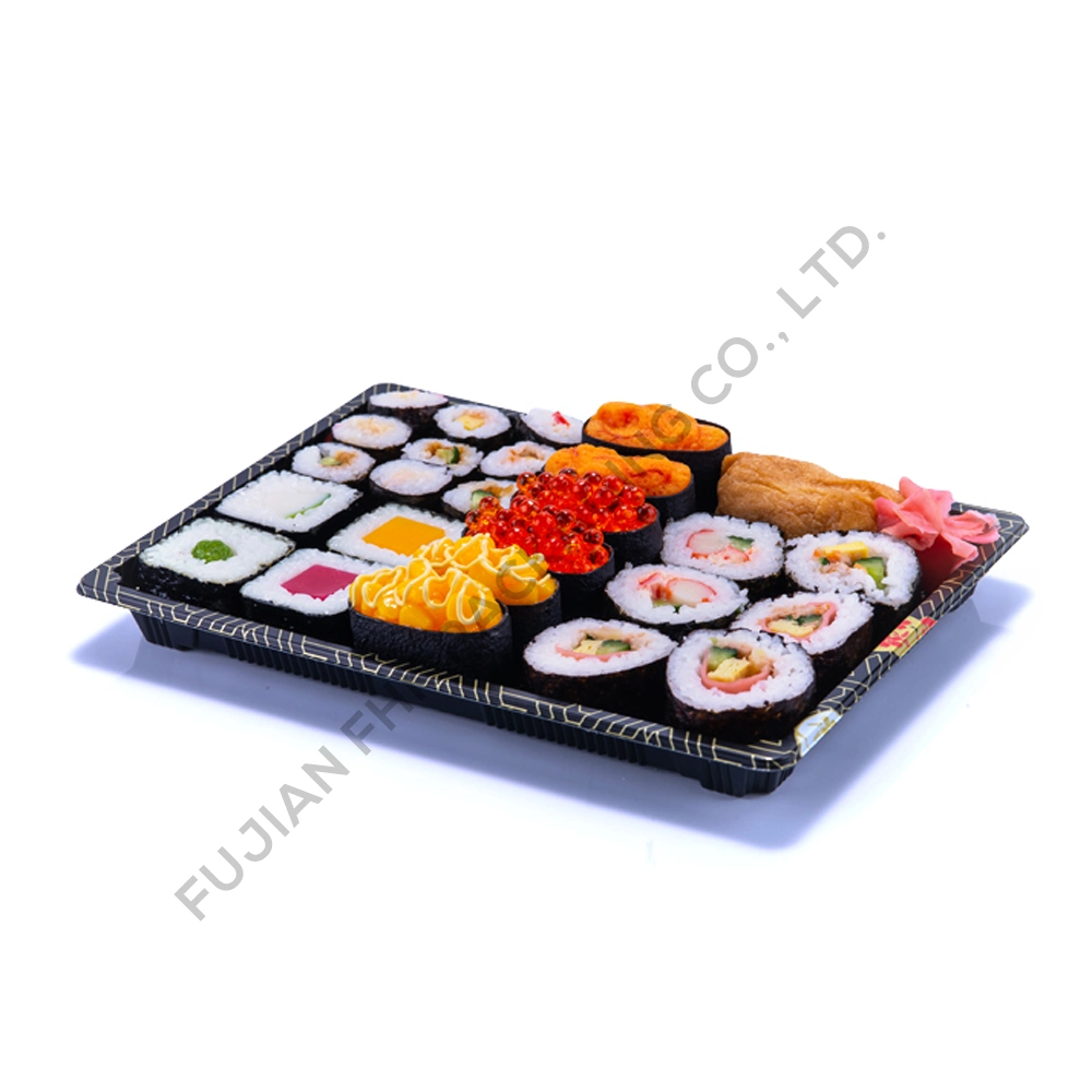 Plastic Sushi Tray Disposable Containers Take Away Reusable Sushi Plates Set for Restaurant