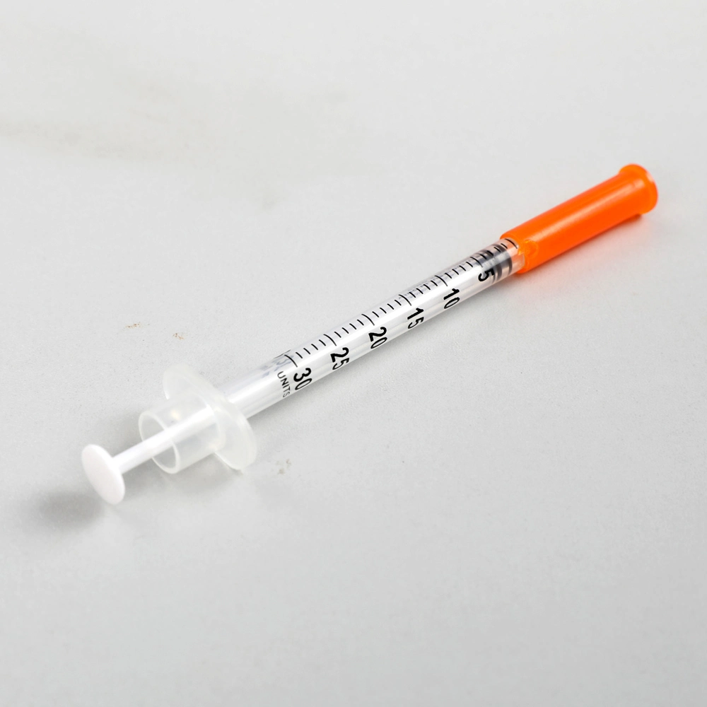 Orange/Red Stainless Steel SUS304 Good Quality Insulin Syringe for Hospital