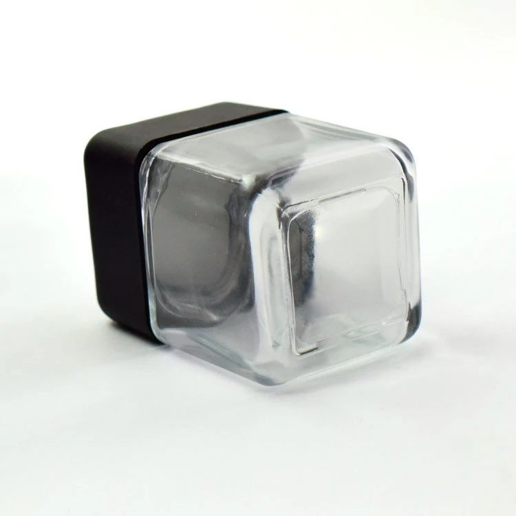 Custom Prenium Child Proof Square Glass Jar Dry Flower Container