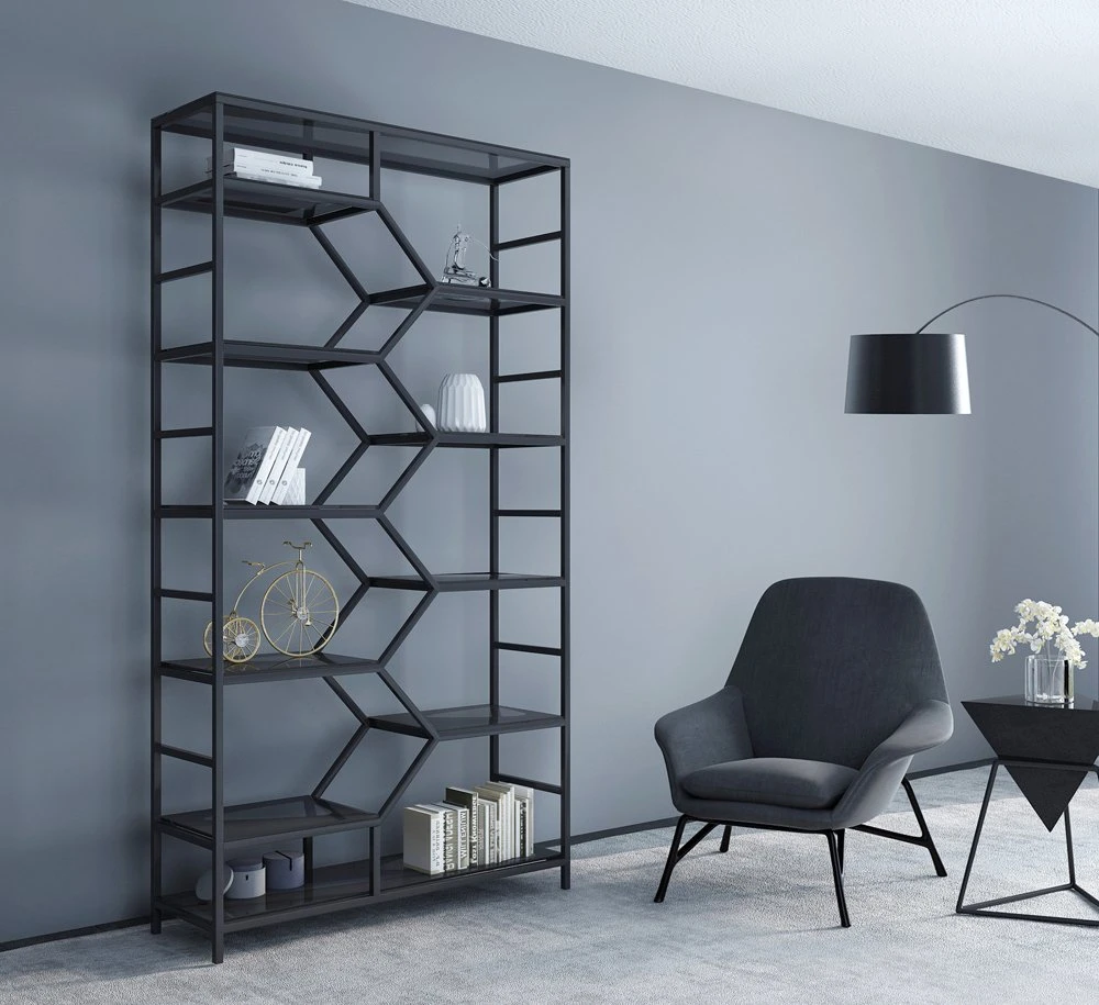 Modern Metal Display Shelf Floor Book Stand Study Room Furniture Bookshelf
