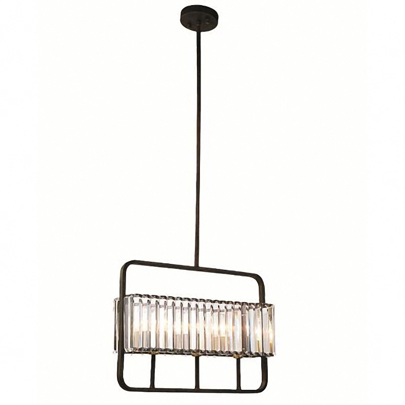 Новейшие черного металла и K9 Crystal простота прямоугольники подвесной светильник для освещения на кухне ресторана