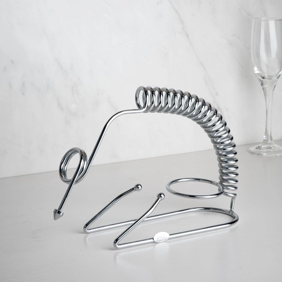 (BJ006) Iron Chromed Glass Holder Wine Bottle Holder