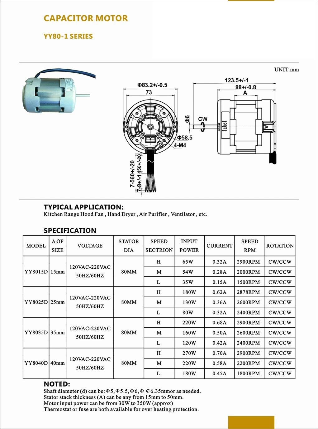 Cable de alimentación de CA de la fábrica de Cooper Condensador para motor de ventilador de aire eléctrico