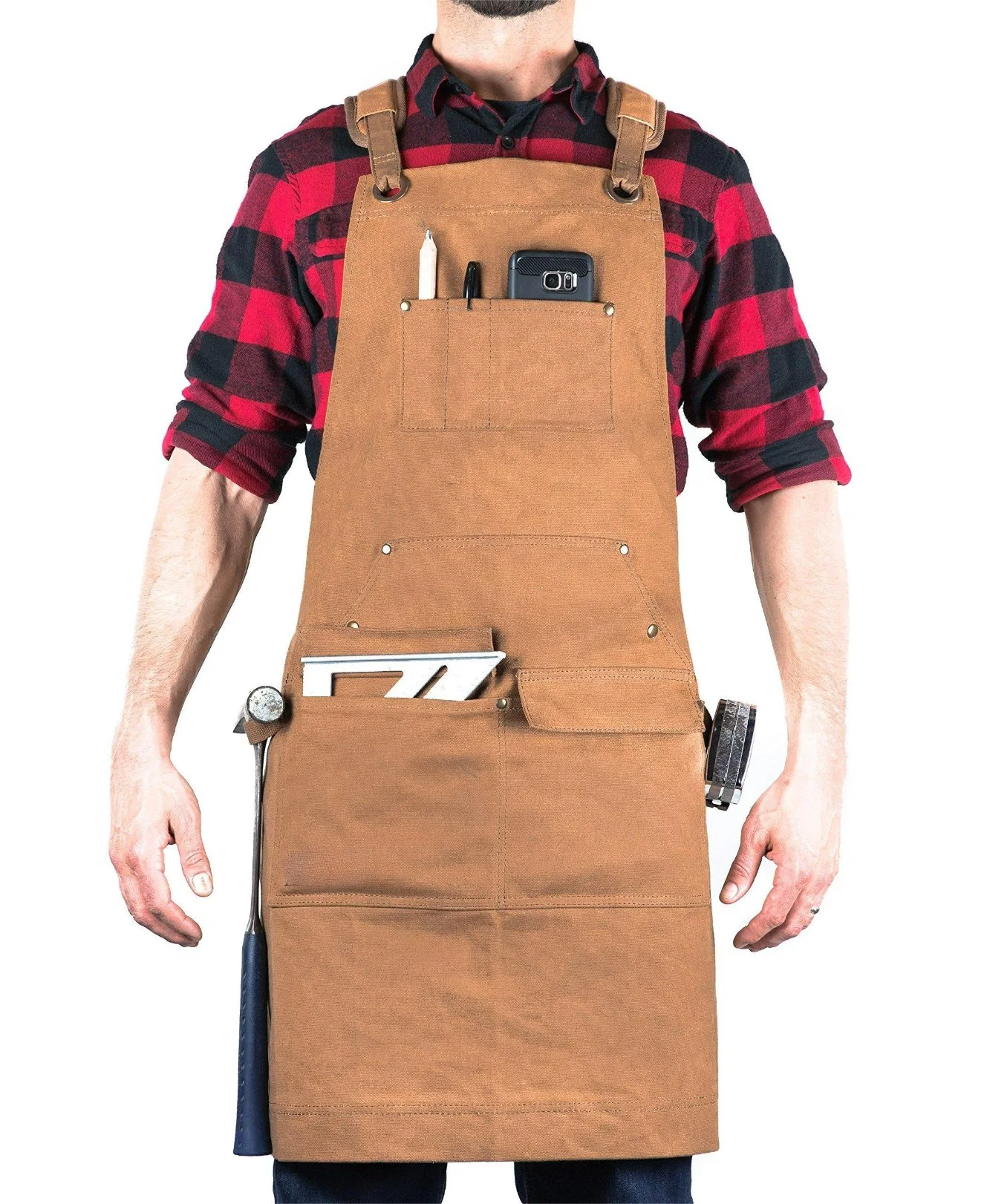 Wholesale Price Deluxe Edition Waxed Canvas Tool Black Cooking Kitchen BBQ Apron