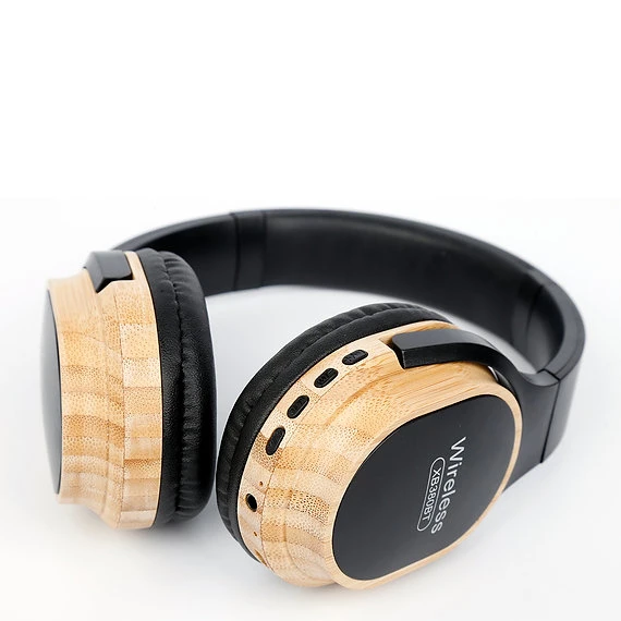 Foldable Light Weight Headset Bamboo Over-Ear Wireless Headphone