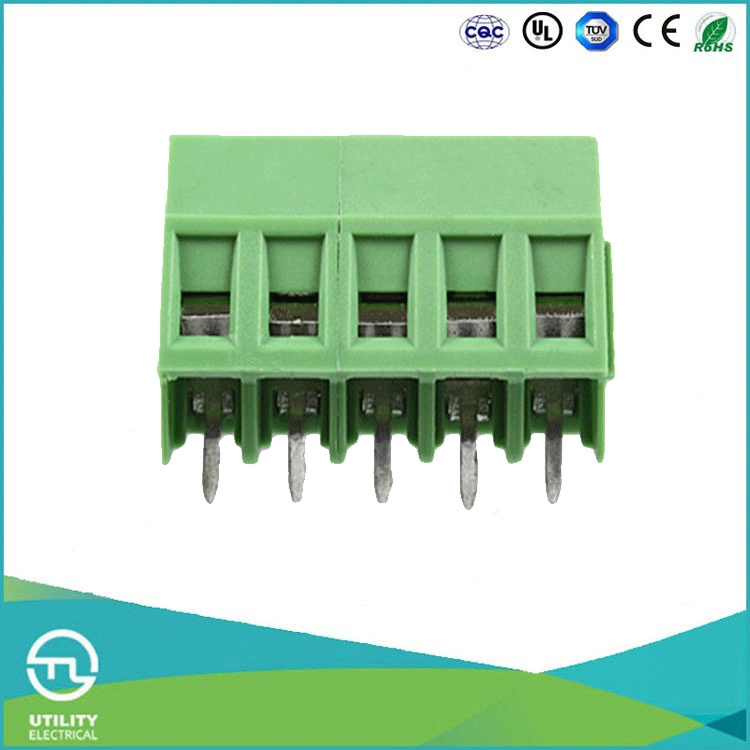 PCB Screw Terminal Blocks Brass Contact Spring Loaded Cable Connector