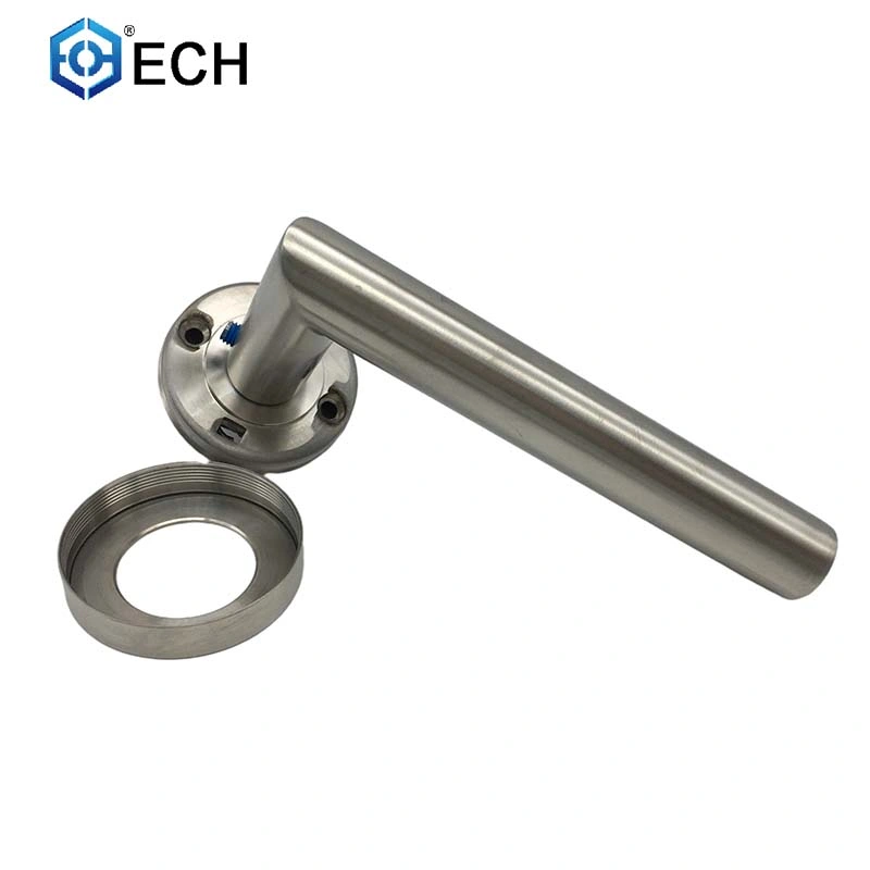 Stainless Steel Round Rosette Tube Wooden Door Hollow Lever Handle