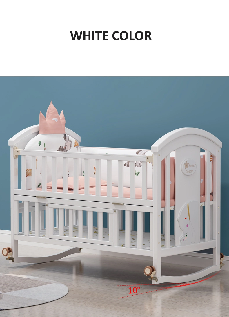 5 in 1 Solid Wood Baby Crib Cot Convertible Furniture Sets for Sale