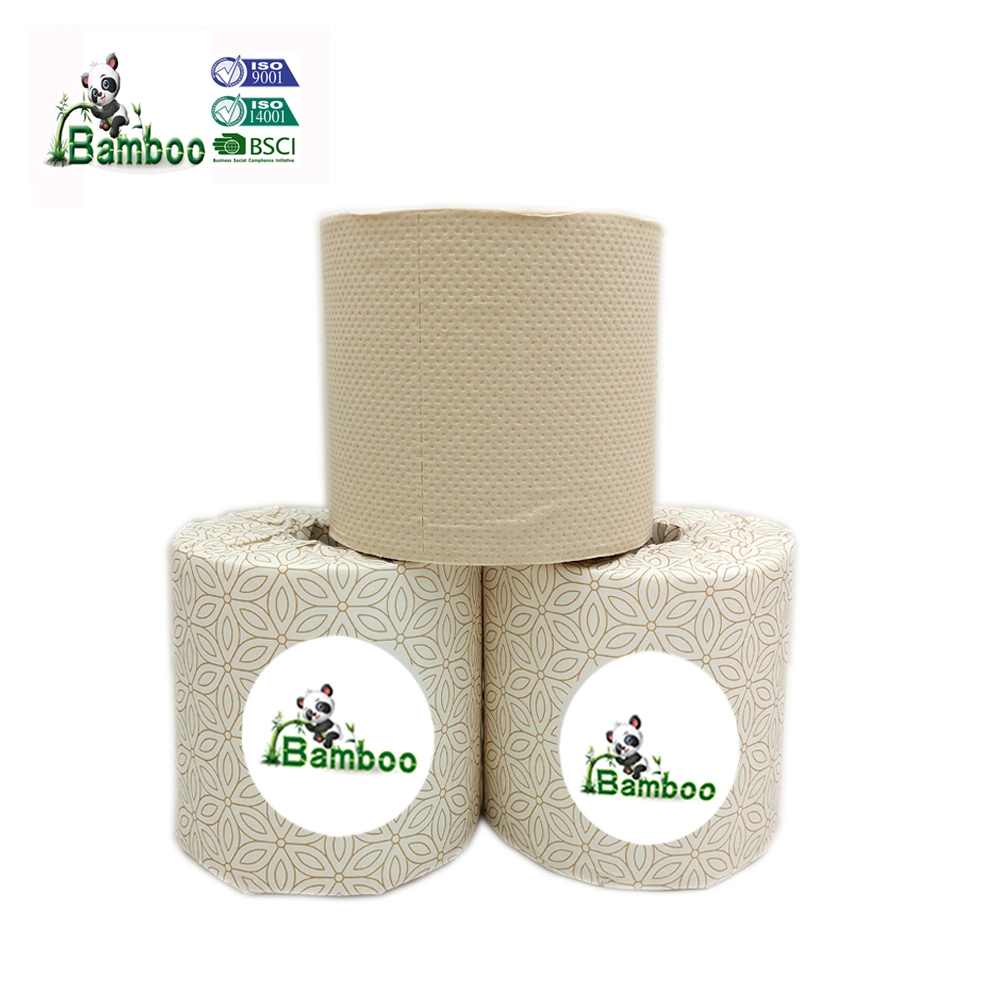 Eco-Friendly and Plastic-Free Premium 3ply Embossed Unbleached Bamboo Toilet Paper