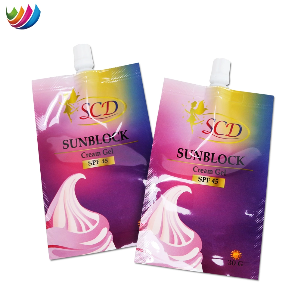 Customizable Plastic Three-Sided Seal Essential Oil Spout Bag for Cosmetics Packaging