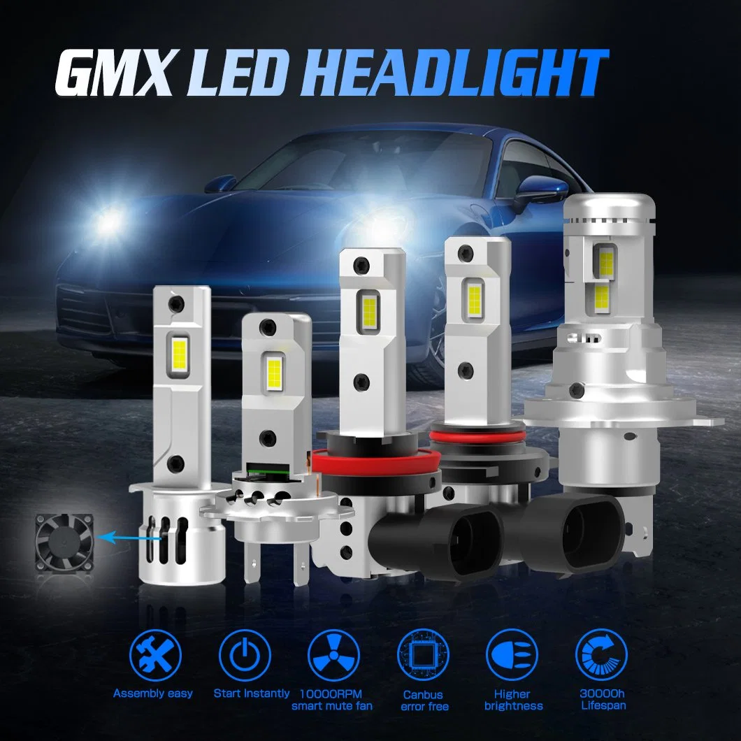 G-View Mini Größe Low Price Auto Lighting LED 12V 6000lm Auto-Zubehör Teil Scheinwerfer Auto LED Licht Lüfter Kühlsystem