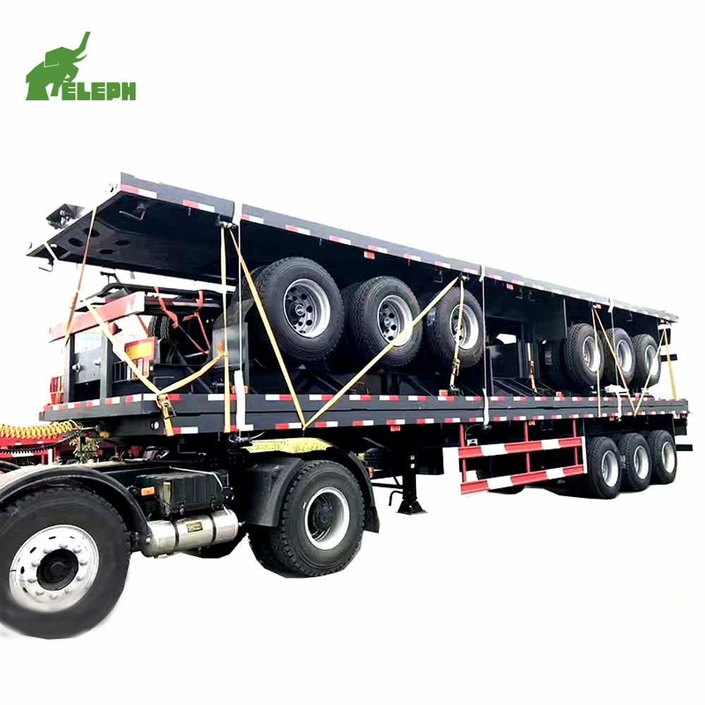 3 Axles 40FT Container Transport Platform Flatbed Semi Trailer with 40 Ton 60 Tons Capacity