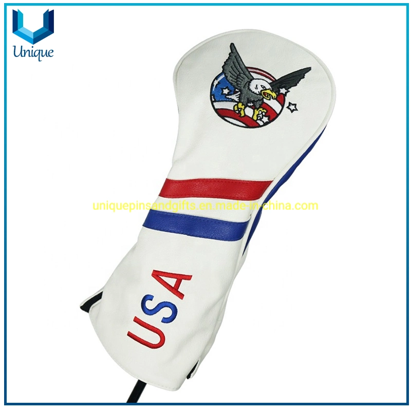 OEM Parcours de golf de haute qualité broderie logo couvre la tête du pilote 1 3 5 Fairway Woods Headcovers long cou couvre la tête en cuir synthétique