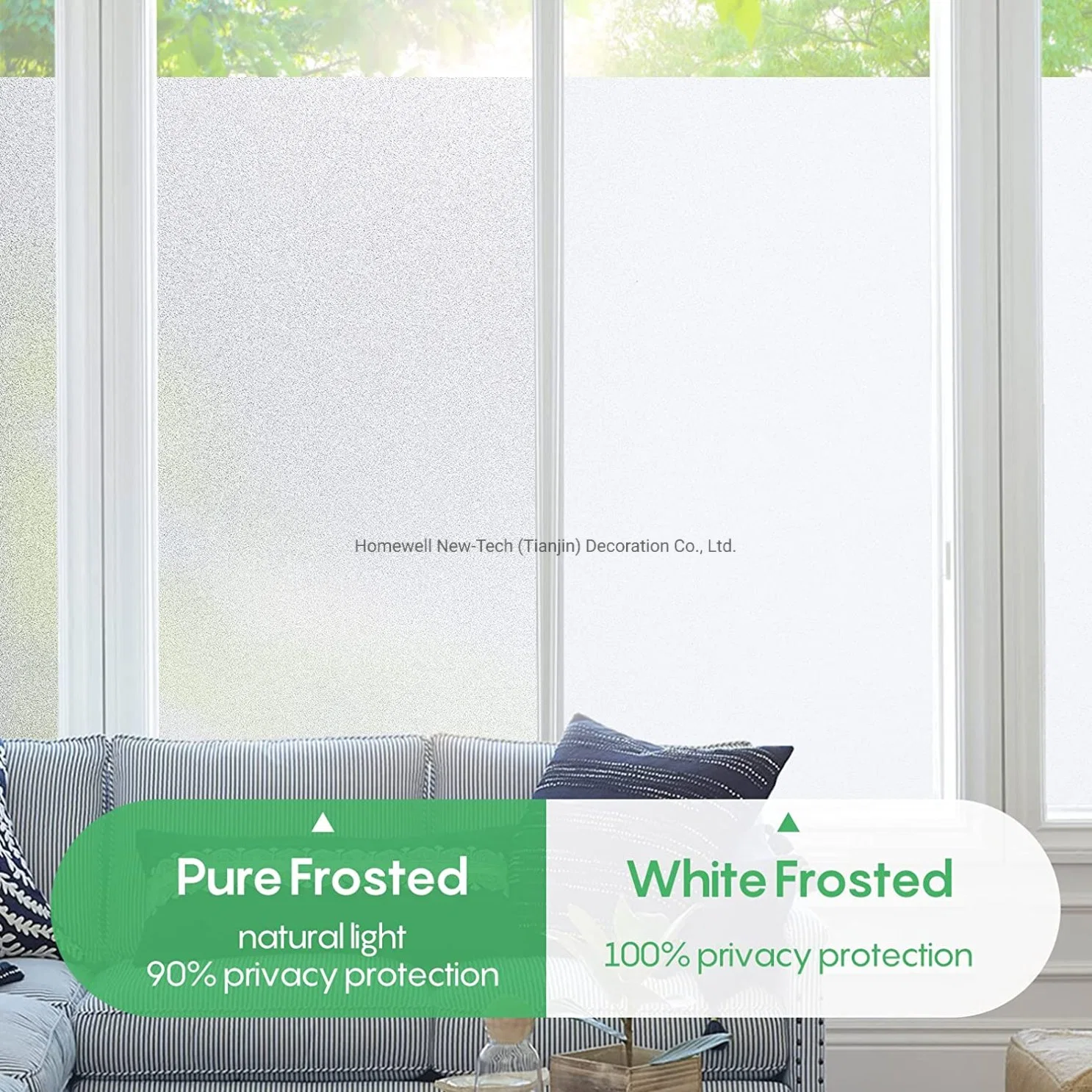 Window Film Frosted Waterproof Static Cling Privacy Protection for Home