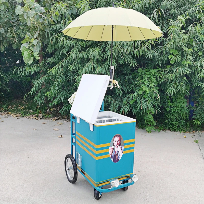 Prosky Portable Hand Push Street Food Kiosk Ice Lolly Ice Cream Cart