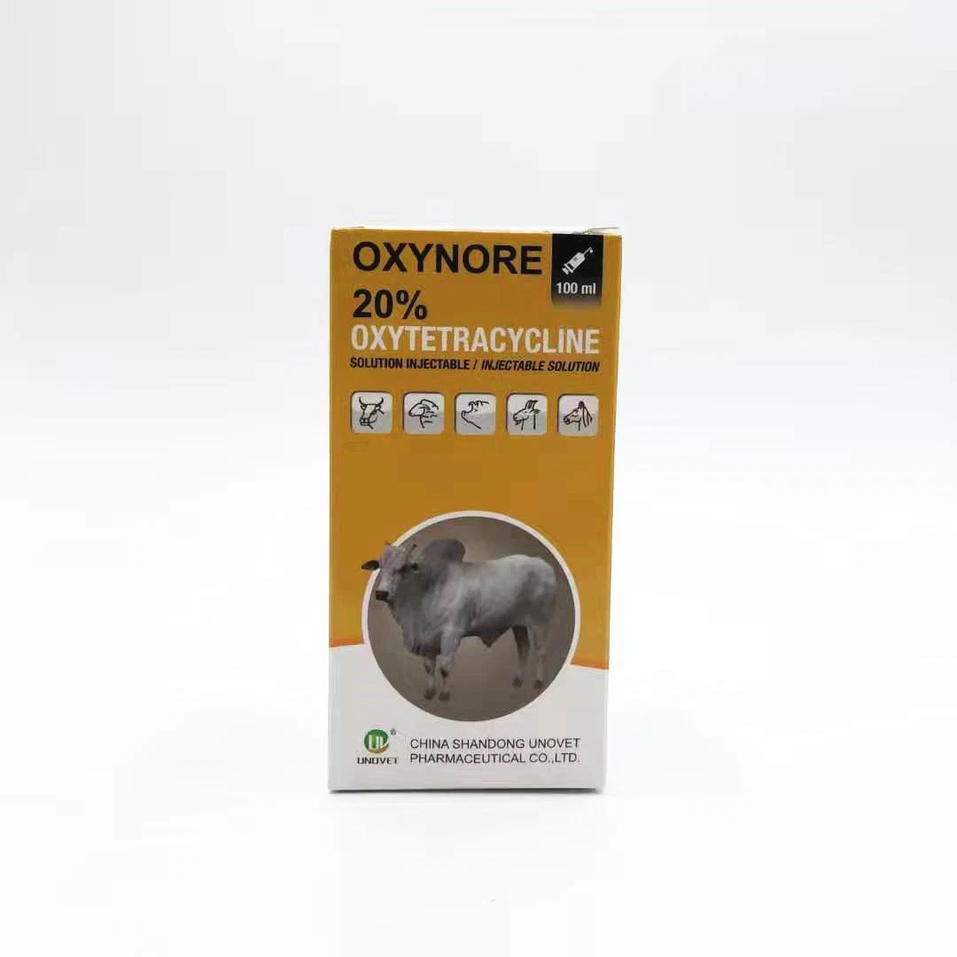 Shandong Unovet inyección de la oxitetraciclina Ox 100ml de buena calidad de nivel de GMP