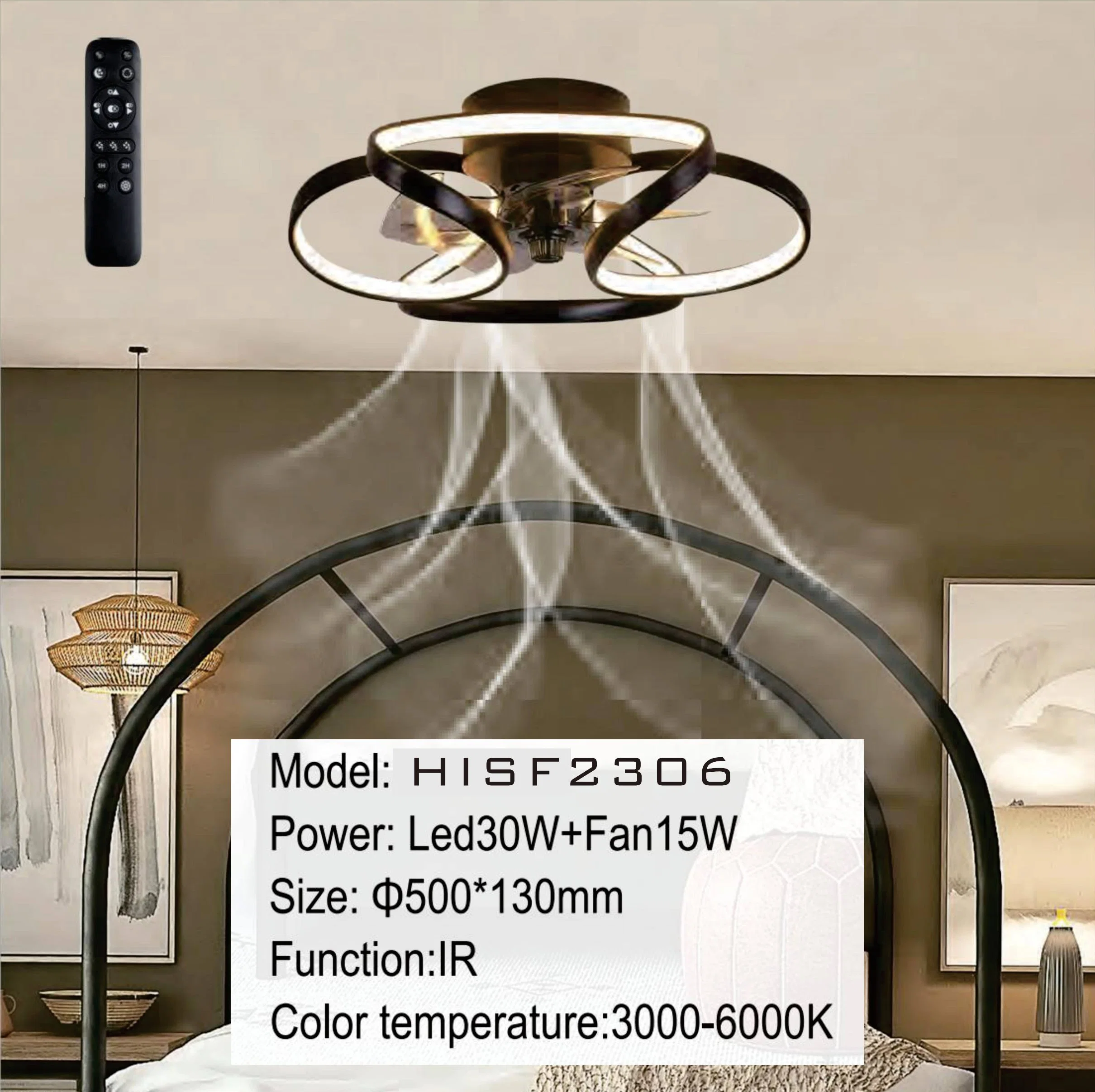 HINOON Lighting Diseño moderno aluminio decoración para el hogar LED Ventilador de techo Lámpara