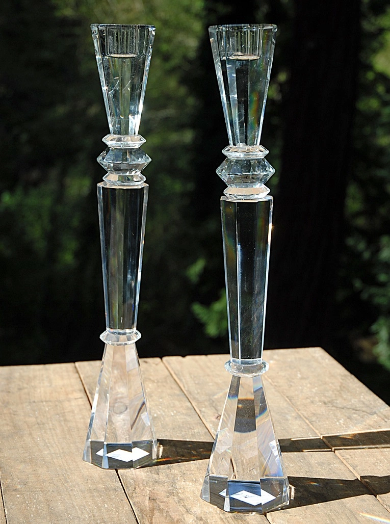 Home Deco of 15" Crystal Tower Candlesticks