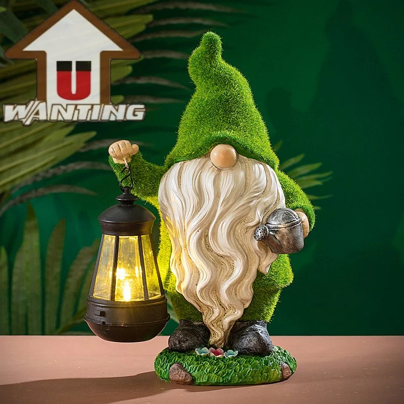 Polyresin Gnomes Solar Light Welcome Sign Decor Yard Ornaments Outdoor Landscape Lighting
