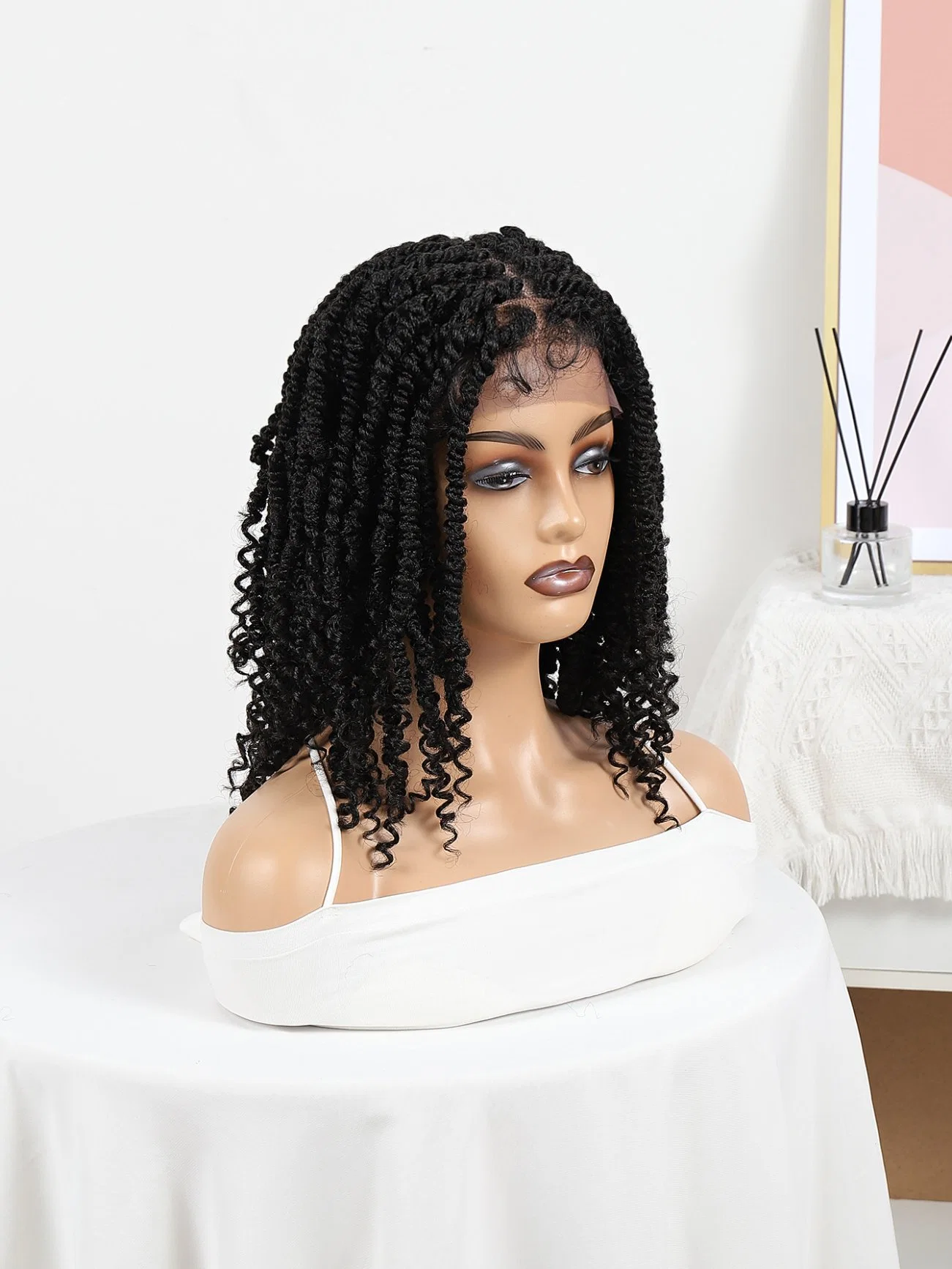 High quality/High cost performance French Curl Braiding Hair Wigs Glueless HD Lace Front Wigs for Black Women Braided Wig Bulk Wholesale/Supplier