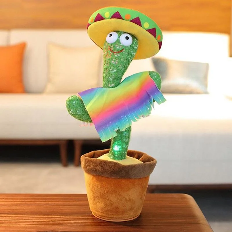 LED Dancing Talking Cactus Plush Toys Stuffed Electric Dancing Cactus