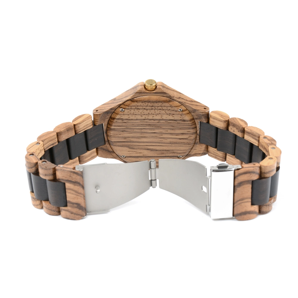 2021 éco-friendly Bewell dernière en bois hommes Wrist montres étiquette privée Montres Quartz bicolores pour hommes