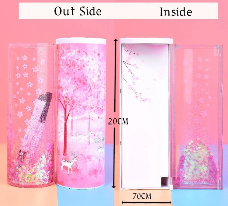 Cylindrical Multi-Function Stationery Glitter Pencil Box School Pencil Case
