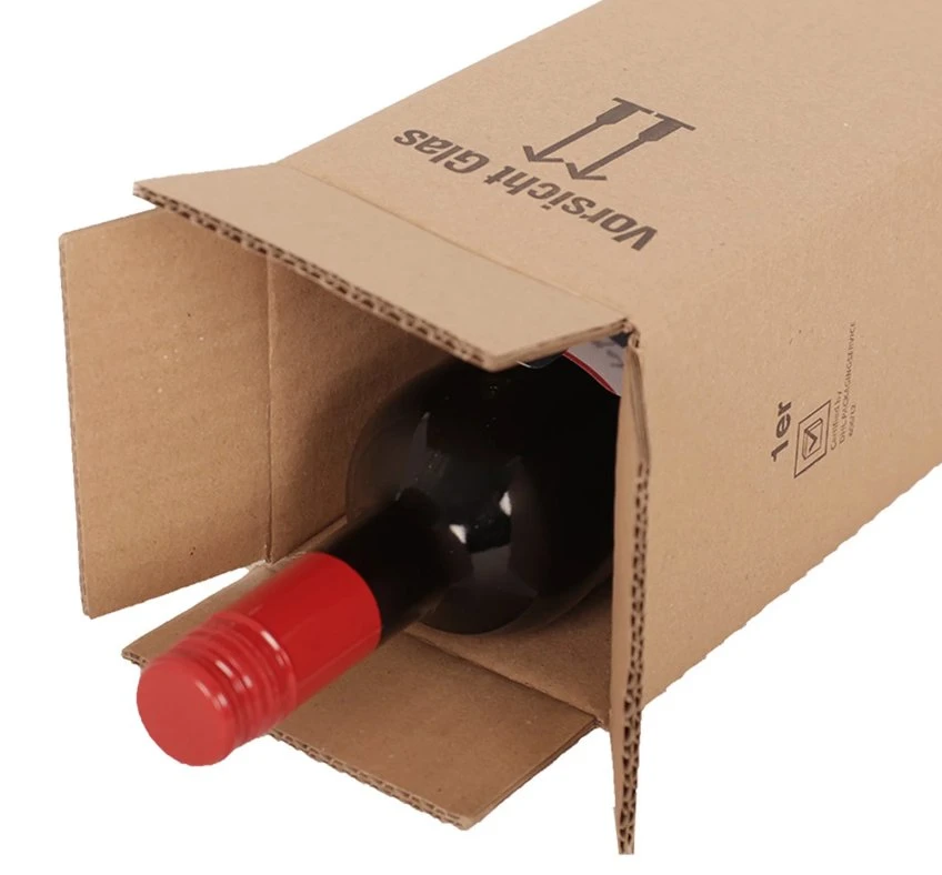 Caja de botellas al por mayor Caja de vino para una botella con Compartimento