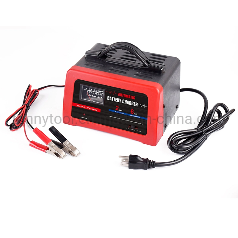 6V/12V, 6A Metal Housing Car Auto Battery Charger for All 6V/12V Lead-Acid Batteries-Std, Gel, AGM