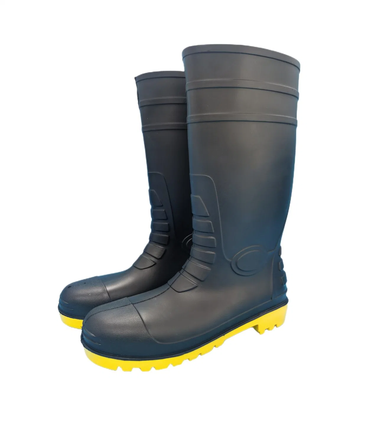 PVC Upper Fashion Style Man Steel Toe Botas para lluvia Jardín de Seguridad de TrabajoTrabajo de alta calidad impermeable Clásico liso Negro combate Tobillo nieve al aire libre invierno G