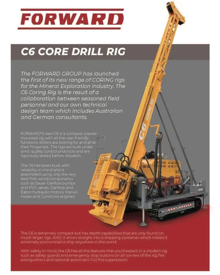 C6 Core Rig Coring Rig Exploration Rig broca de diamante para Frente