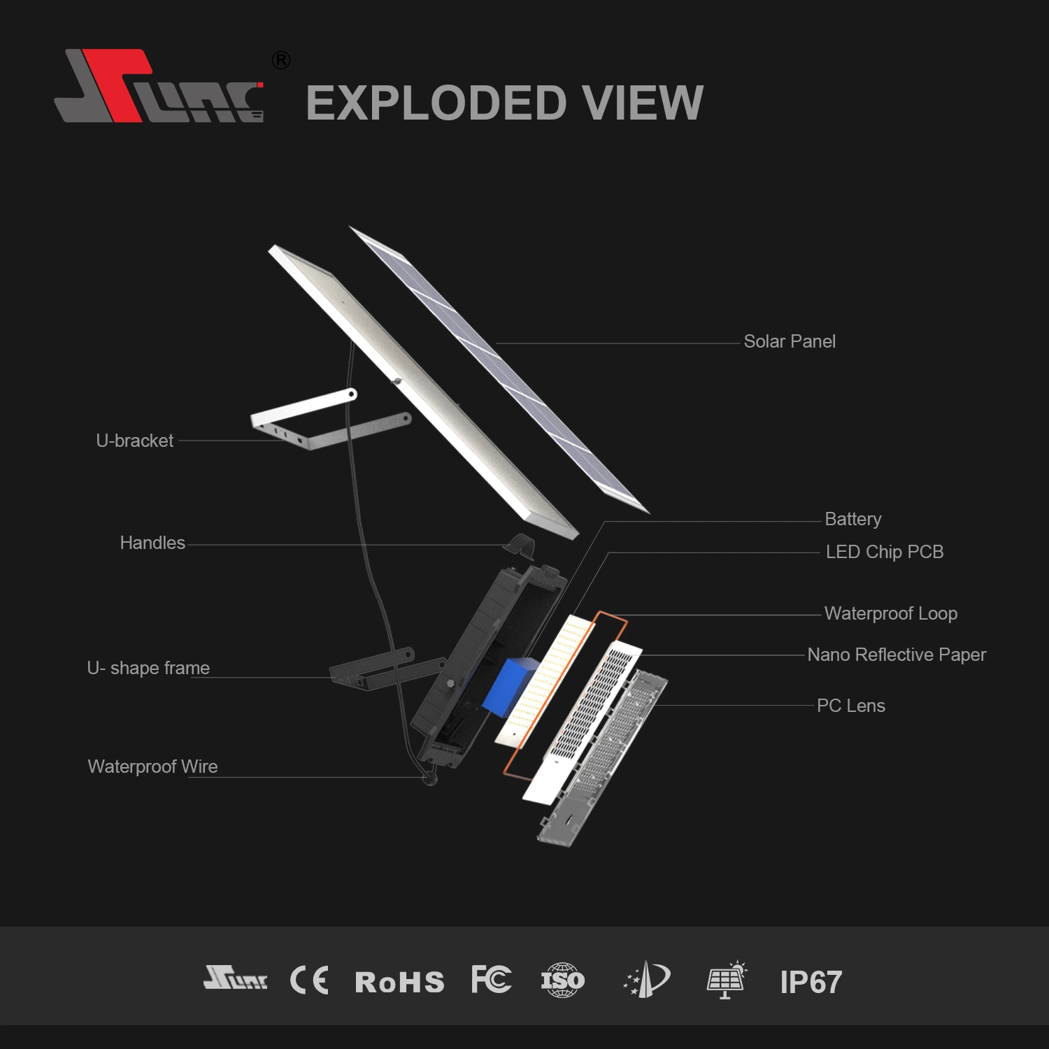 600W Hochleistungs-Lithium-Batterie Solar-Flutlicht mit Panel