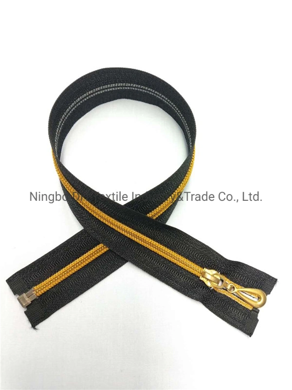 No. 5 Nylon Zipper Open-End with Gold Teeth for Garments/Bags From Original Factory