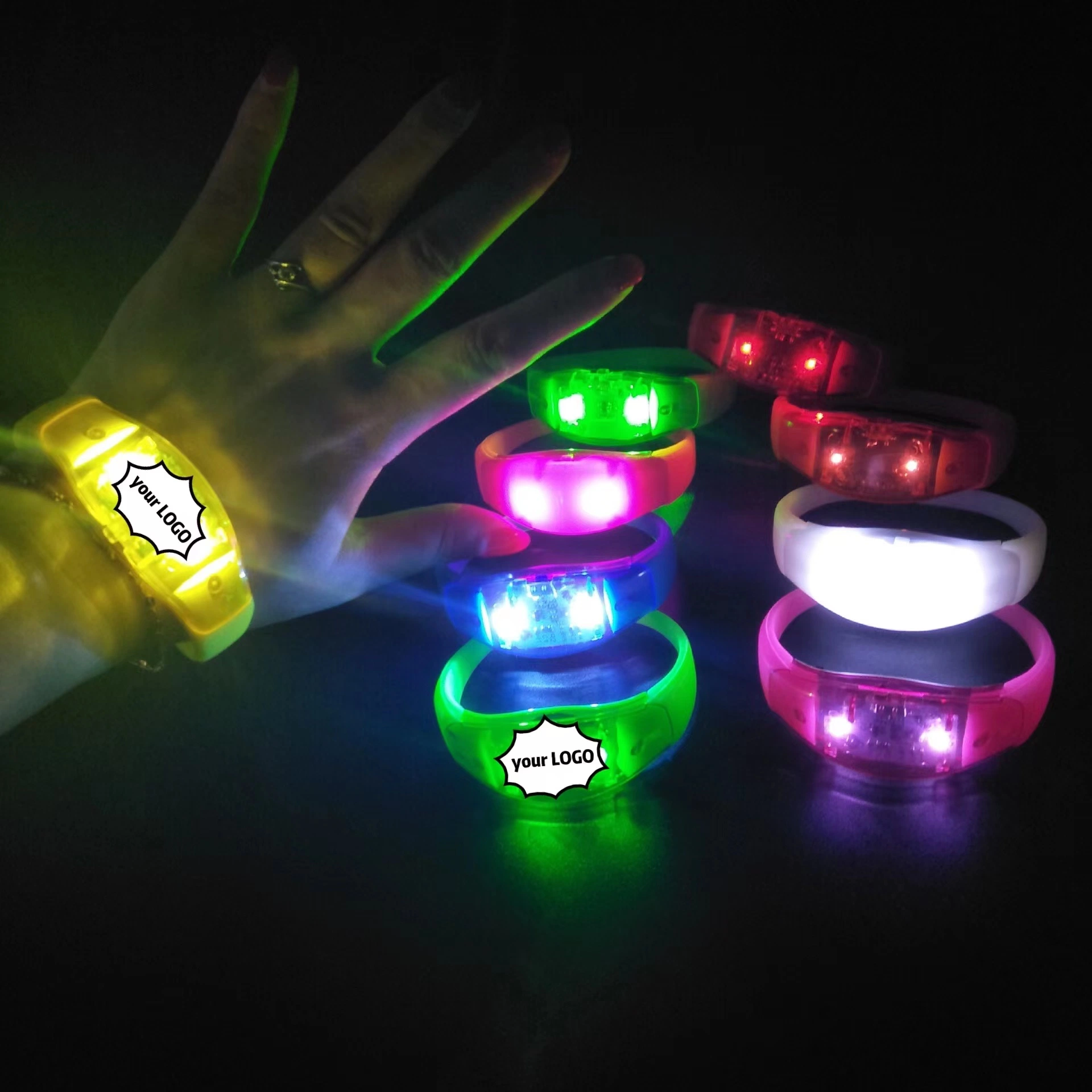 Promotional Gift Flashing Light Activated LED Silicone Wristbands for Night Racing Party Silicone Bracelet Silicone Wristband LED Bracelet